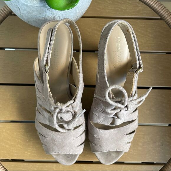 Naturalizer Kappa Peep Toe Heels Ankle Strap Faux Suede Sandals Women’s Size 6.5 - Picture 10 of 13